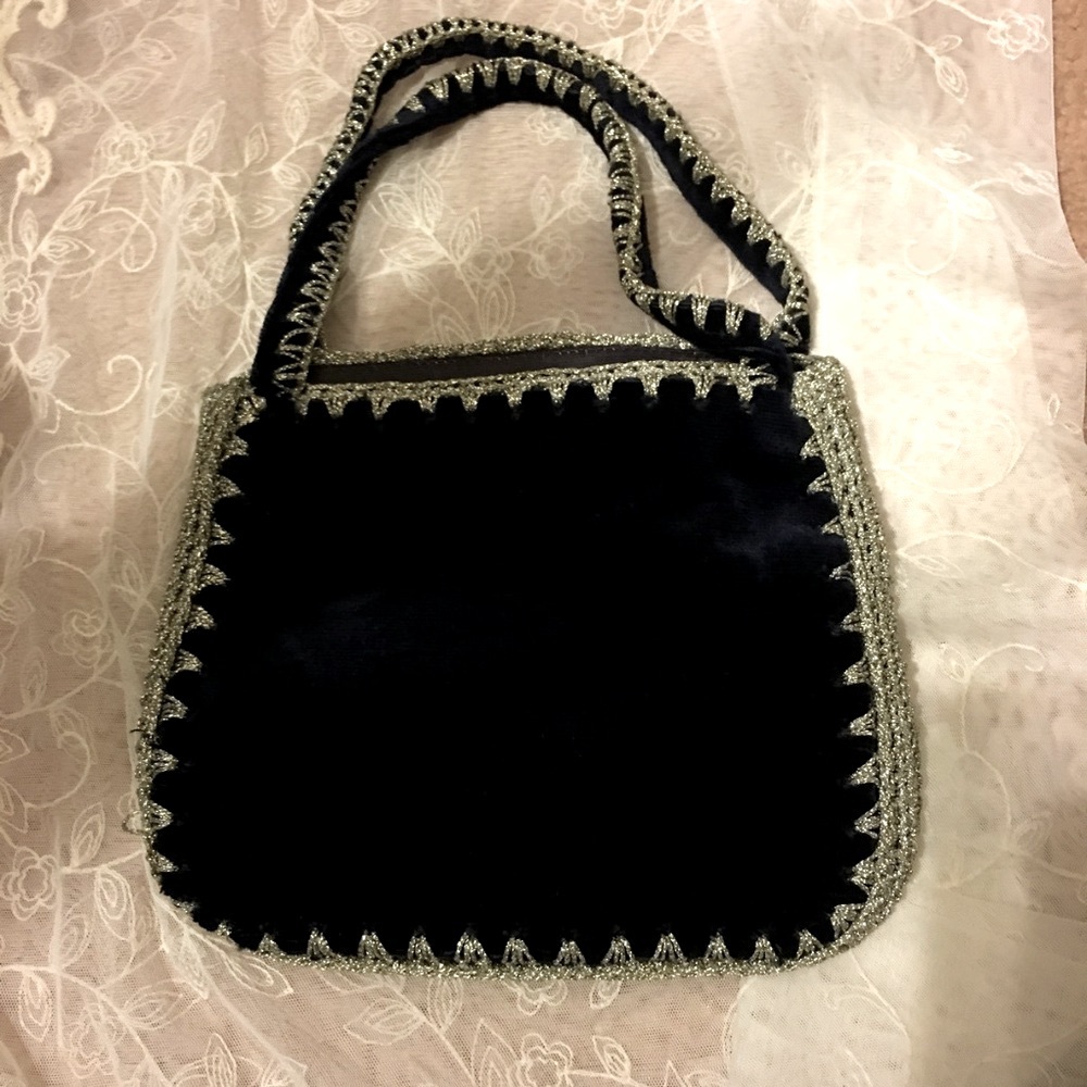 Vintage Craig Scot Silk Velvet Crochet Handbag
